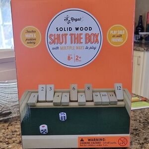 Regal Solid Wood "Shut The Box" Game - Orange Box NEW